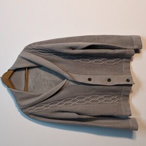 Murano Sweater Italy Merino Wool Grampa Style Cardigan Gray Size M